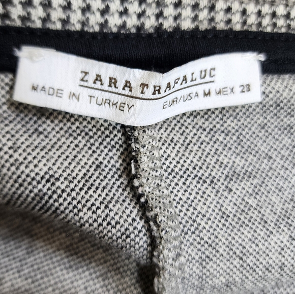 ZARA Houndstooth Pattern Mini Dress Gray Plaid Size Medium Academia Preppy - Picture 7 of 7